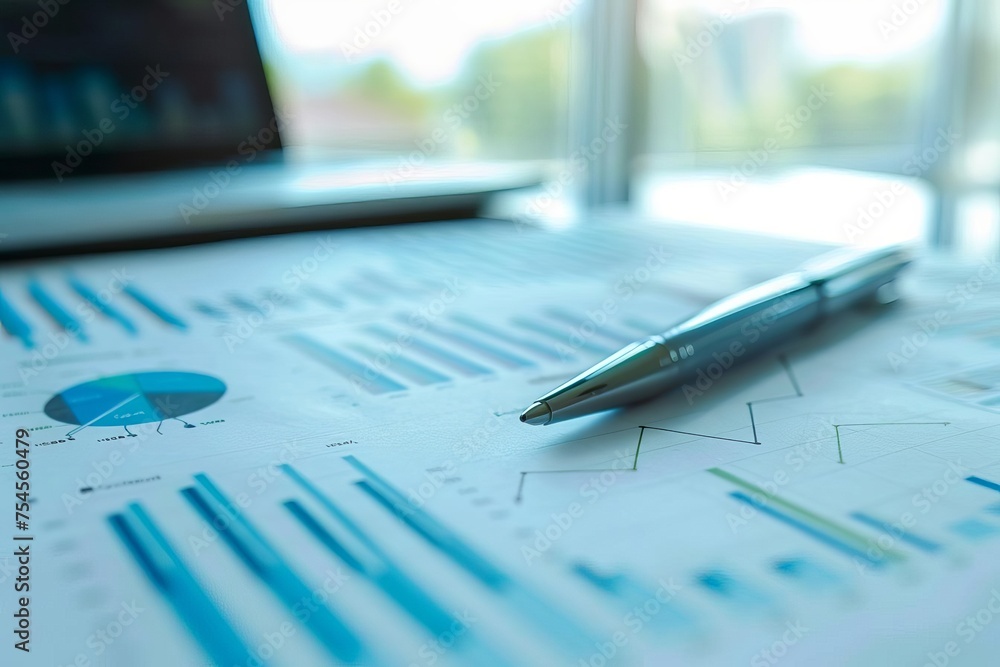 Poster comprehensive business report analytical graphs and charts corporate documentation