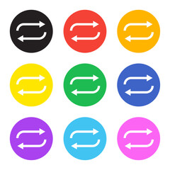 vector loop icon button in multiple colours collection for media music player