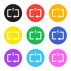 Fototapeta premium vector single loop icon button in multiple colours collection for media music player