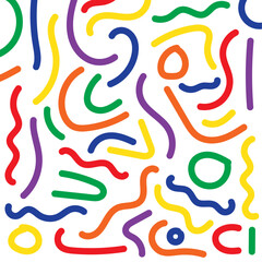 vector colorful random hand drawn doodle pattern for background, wallpaper, packaging, wrapping paper, etc.