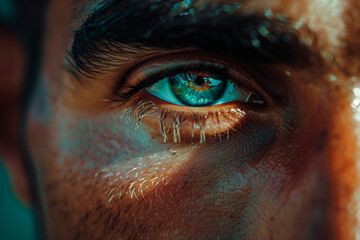 Close up photograph of a man's iris