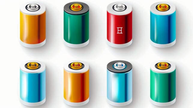Alkaline battery icons set against a white background, offering a clear depiction of energy sources in vector format