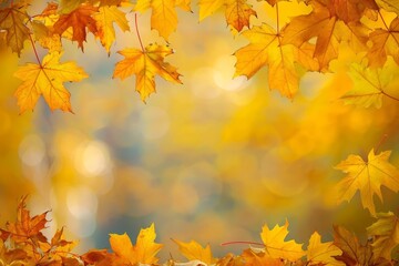 Naklejka na ściany i meble Vibrant autumn leaves Colorful fall season backdrop Natural beauty