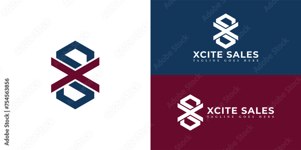 Poster abstract initial letter xs or sx logo in blue-red color isolated in multiple background colors. the 