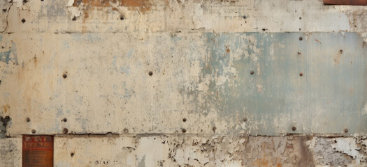 Old weathered painted wall background texture. Rough shabby surface. Brown dirty peeled plaster wall with falling off flakes of paint