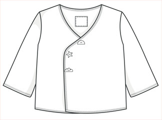 Baby clothing collection designs, baby clothes template, technical drawing flat sketch vector illustration