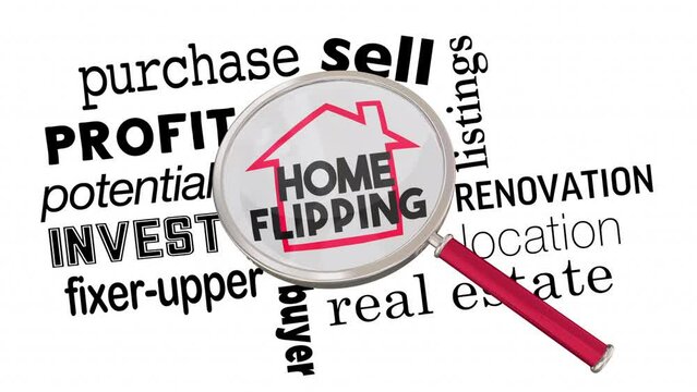 Home Flipping Magnifying Glass Find Property House Buy Fix Sell 3d Animation