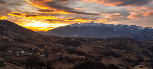 Scenic landscape of Bucegi mountains in the Romanian Carpathians
