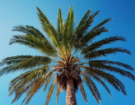 palm tree on blue sky background