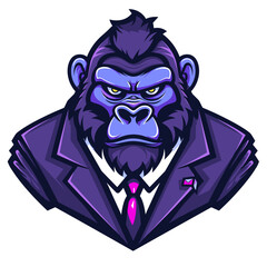 Male businessman gorilla monkey in a suit esport vector logotype, gorilla logo, gorilla icon, gorilla sticker, gorilla symbol, gorilla emblem
