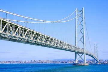 淡路島側より眺める明石海峡大橋