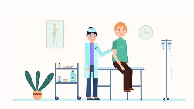 Animation of a patient being given an injection