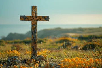Foto auf Glas The Cross on the Horizon: A Symbol of Faith and Hope © ЮРИЙ ПОЗДНИКОВ