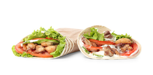 Tasty doner kebabs isolated on white
