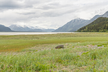 Mountains across the west arm of the Chilkat Inlet