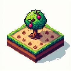 Isometric cherry tree pixel art game