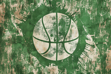 Basketball Background Green and White Paint Texture Splatter Urban  - obrazy, fototapety, plakaty