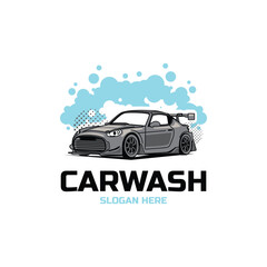 Obraz premium Car wash and car cleaning logo design vector