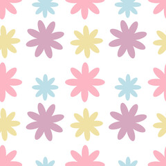 Chamomile flowers in pastel colors repeating pattern