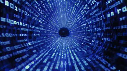 digital representation of data streaming or binary code flowing through a virtual space