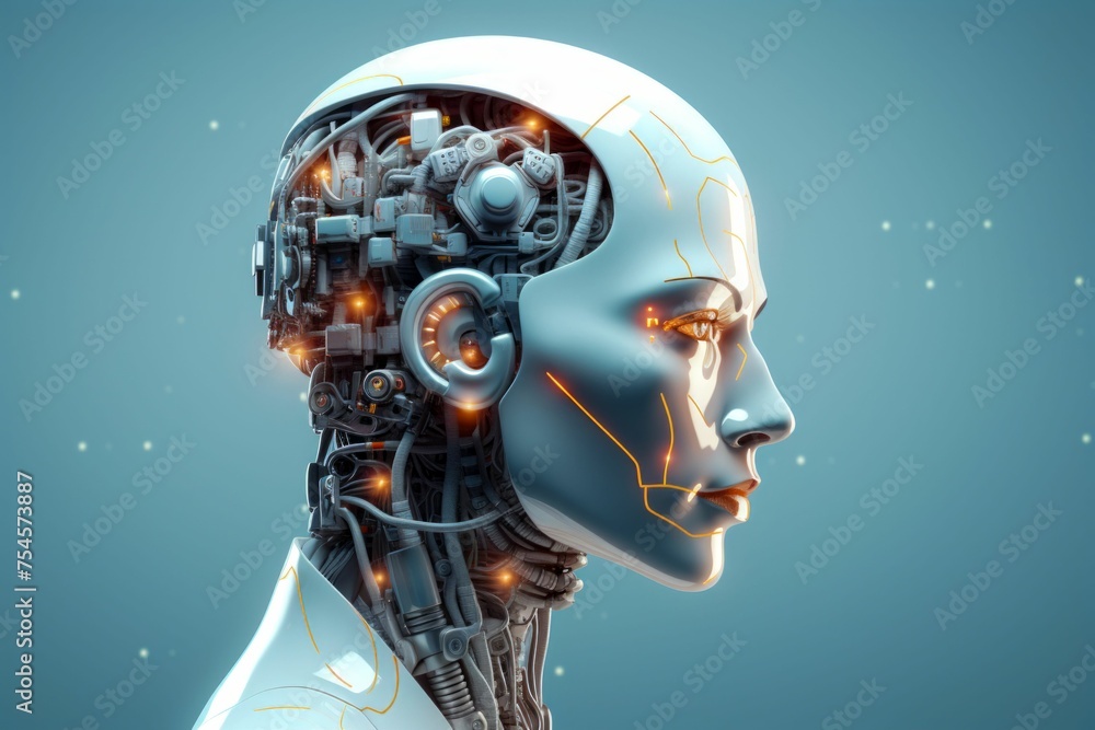 Poster advanced robotics and artificial intelligence concept. generative ai