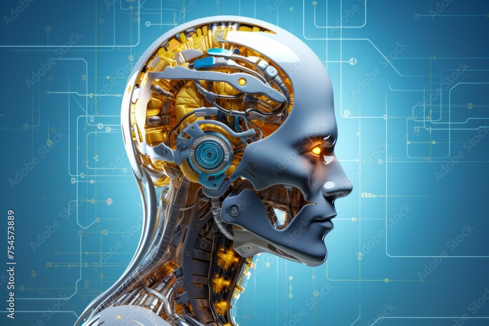 Poster advanced robotics and artificial intelligence concept. generative ai