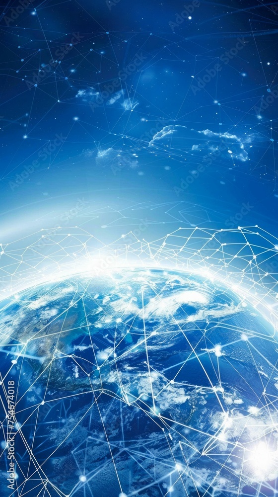 Aufkleber global communication network over earth from space. generative ai