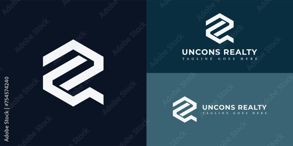 Poster abstract initial letter ur or ru logo in white color isolated in multiple background colors. letter 