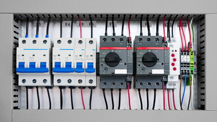 new automated system of electric power supply and distribution. Electric boxes with high-voltage...