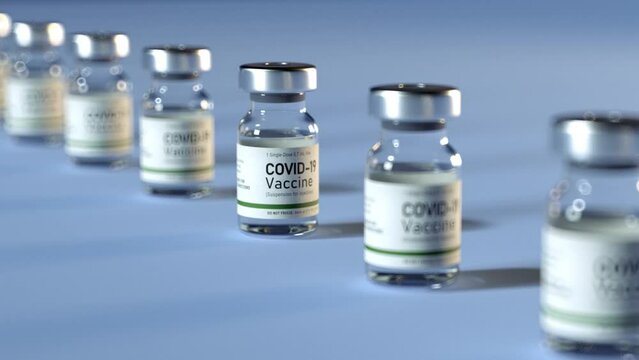 Covid Vaccine vials - Macro Shot of COVID-19 Variant Vaccines prepared for use in pandemic of Corona Virus Pharma medical vaccine ampules