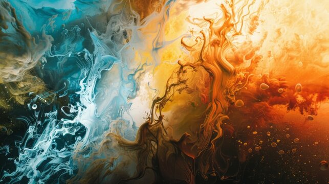 Abstract background for graphic design. Liquid artwork. Mixing paint of different colors