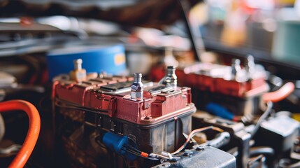 Car battery maintenance is depicted with an emphasis on self-service, showcasing the DIY aspect of vehicle care
