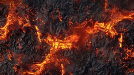 Fototapeta na wymiar Lava Texture Fire Background Volcanic Eruption Molten Magma Hot Flow Flame Pattern Seamless