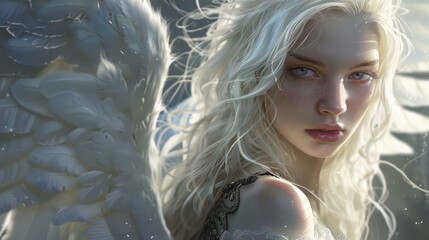 Beautiful platinum blonde female angel