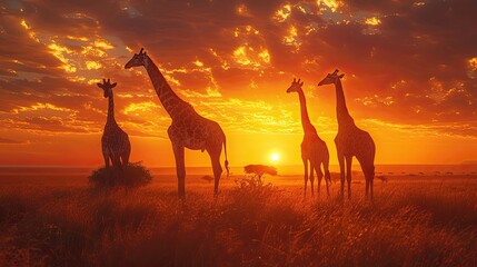 giraffes in the african savannah 