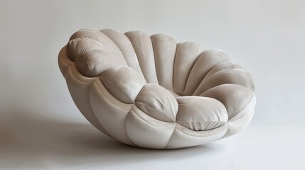 Mesmerizing Squishy Aesthetic Jellyfish-Shaped Chair with Curved Lines and Plush Cushions Inviting You to Relax in Its Gentle Embrace