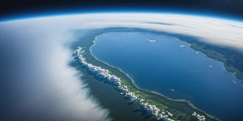 Realistic Earth From Space Close Up Atmosphere Amazon Rain Forests Rivers Clouds and Ocean