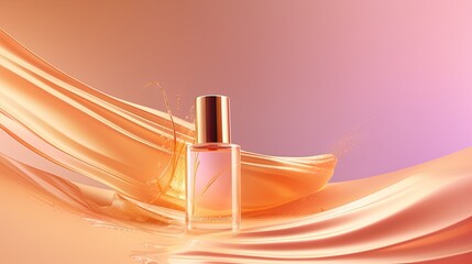 minimalist pop art styled product scene, single small beauty product bottle