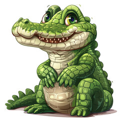 Obraz premium Cute Funny Cartoon Crocodile, Illustration for Children Book, Generative AI