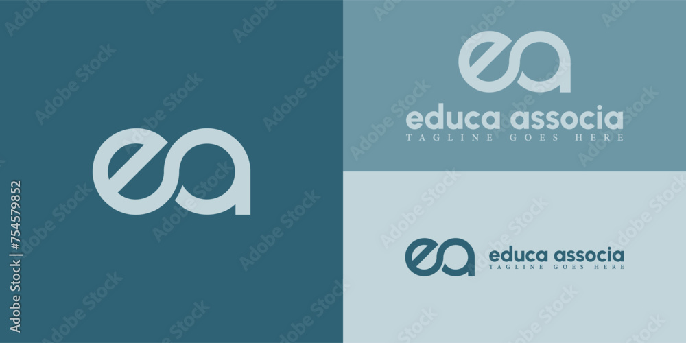 Poster abstract initial letter ea or ae logo in white color isolated in multiple background colors. initial