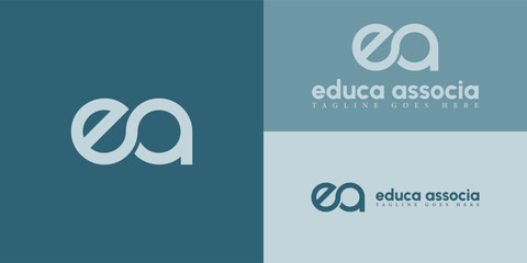 Abstract initial letter EA or AE logo in white color isolated in multiple background colors. initial letter EA linked circle lowercase monogram logo blue. Letter EA for education academy logo design - obrazy, fototapety, plakaty