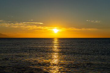 Fototapeta premium Sunrise over Mediterranean Sea, Costa del Sol, Malaga, Spain