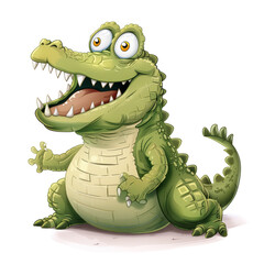 Naklejka premium Cute Funny Cartoon Crocodile, Illustration for Children Book, Generative AI