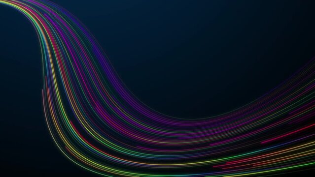 Streams of colorful digital data rushing at high speed like waterfall. Abstract connectivity or energy concept color light in 4K