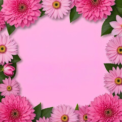 Fototapeta premium Background of pink flowers with empty space for text or greeting card design. Postcard for International Women's Day and Mother's Day. Banner. 