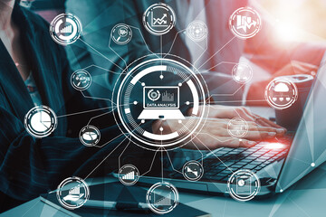 Data Analysis for Business and Finance Concept. interface showing future computer technology of...