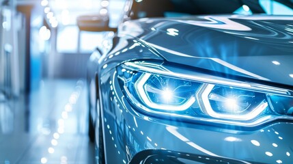 Innovative car headlight captured in close-up detail