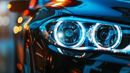 Innovative car headlight captured in close-up detail