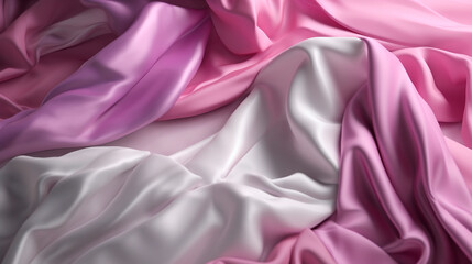 Obraz premium Close up of a mound of pink and purple satin fabric
