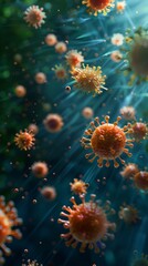 Group of Floating Germs, Airborne Particles Spreading in the Atmosphere